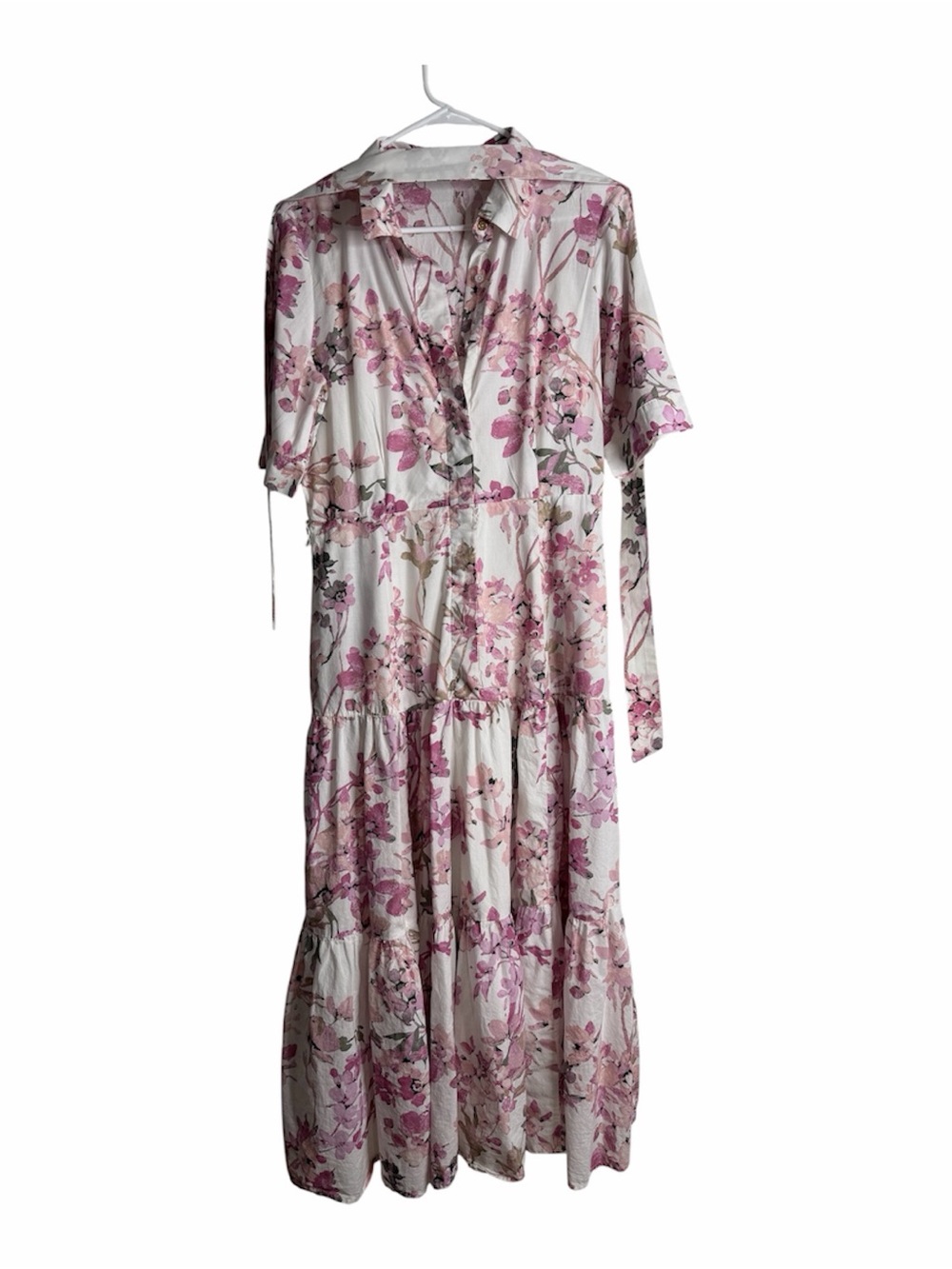 Calvin Klein Tiered Floral Midi Dress with Waist Tie  Medium Cottagecore summery - Picture 2 of 11